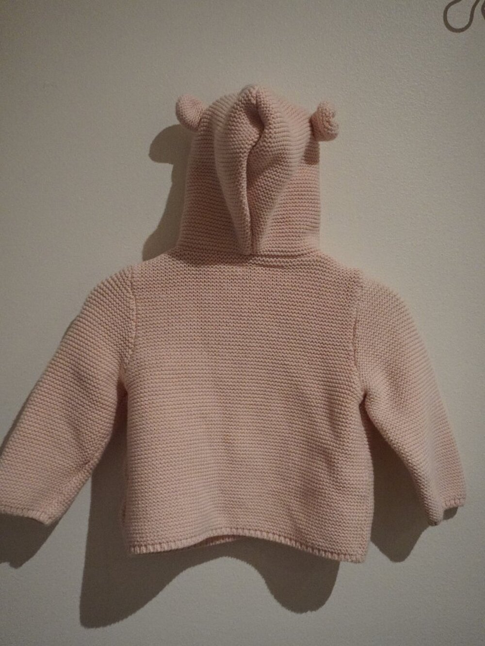 Baby Gap Bear Knit Sweater 6-12M Pink Button Closure 100% Cotton - Picture 3 of 4